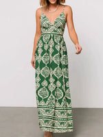 Printed V-Neck Maxi Cami Dress