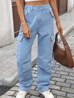 High Waisted Cargo Pocket Jeans