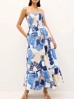 Printed Square Neck Cami Midi Dress