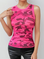 Camouflage Round Neck Tank Top