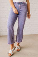 Washed Raw Hem Cropped Jeans