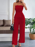 Peplum Tube Top and Pants Set