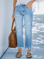 Distressed Straight Leg Jeans
