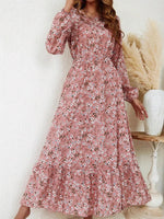 Floral Print Balloon Sleeve Maxi Dress