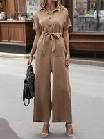 Short Sleeve Wide Leg Jumpsuit