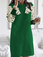 Leopard Round Neck Sweater Dress